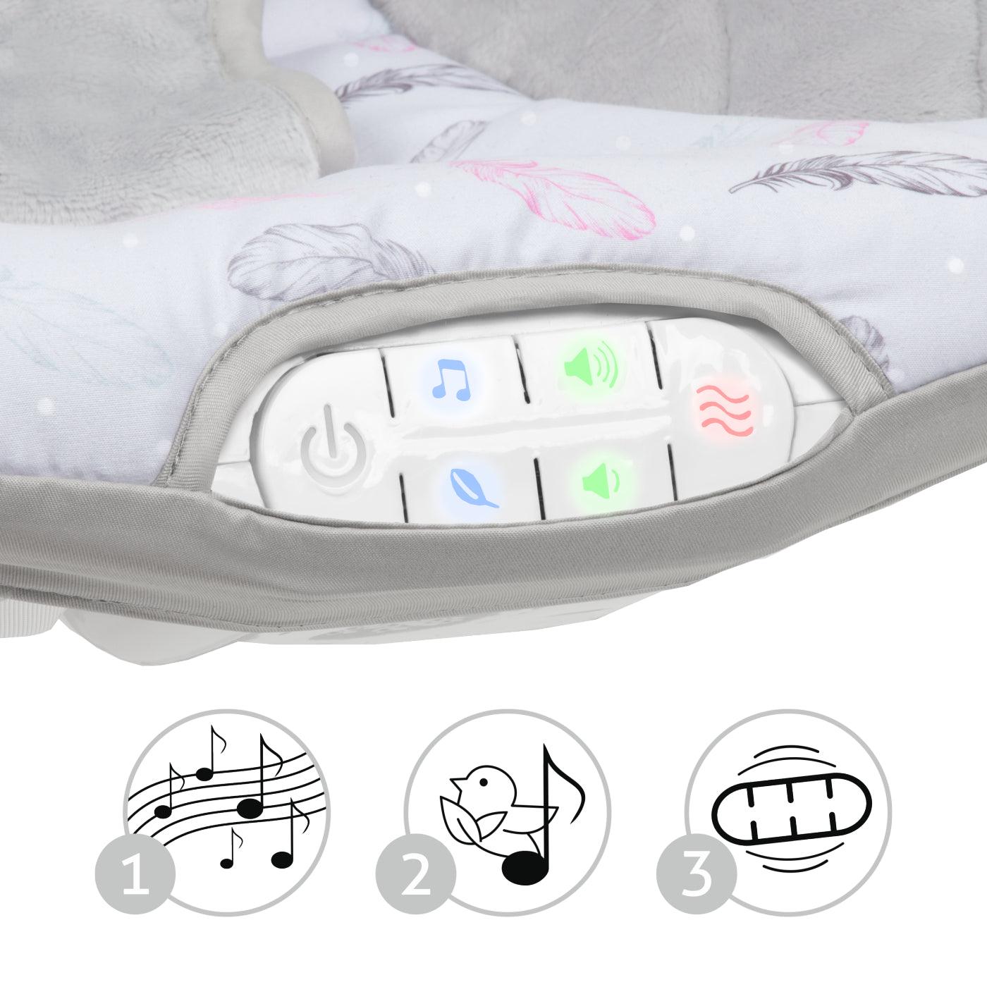 PINO rocker for newborn baby and infant. Pleasant and handy - these are the features of pino rocking chair. It will relax, provide entertainment and lull your child to sleep. Comfortable, modern and, above all, multifunctional. The product is intended for children from the first days of life. The stable frame structure allows for safe use of the rocker? until the child weighs 9 kg.