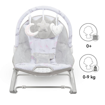 PINO rocker for newborn baby and infant. Pleasant and handy - these are the features of pino rocking chair. It will relax, provide entertainment and lull your child to sleep. Comfortable, modern and, above all, multifunctional. The product is intended for children from the first days of life. The stable frame structure allows for safe use of the rocker? until the child weighs 9 kg.