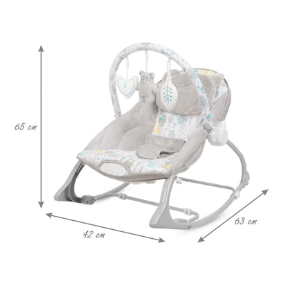 PINO rocker for newborn baby and infant. Pleasant and handy - these are the features of pino rocking chair. It will relax, provide entertainment and lull your child to sleep. Comfortable, modern and, above all, multifunctional. The product is intended for children from the first days of life. The stable frame structure allows for safe use of the rocker? until the child weighs 9 kg.