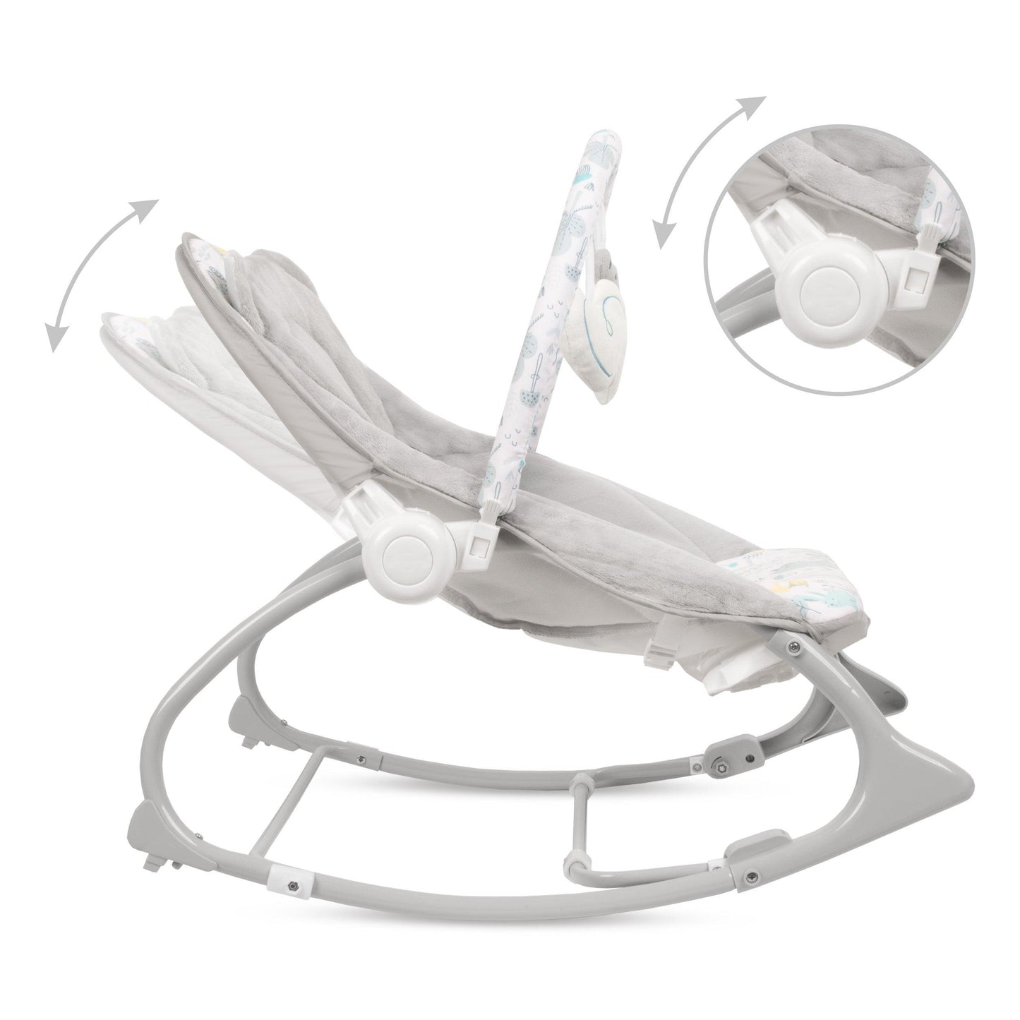 PINO rocker for newborn baby and infant. Pleasant and handy - these are the features of pino rocking chair. It will relax, provide entertainment and lull your child to sleep. Comfortable, modern and, above all, multifunctional. The product is intended for children from the first days of life. The stable frame structure allows for safe use of the rocker? until the child weighs 9 kg.