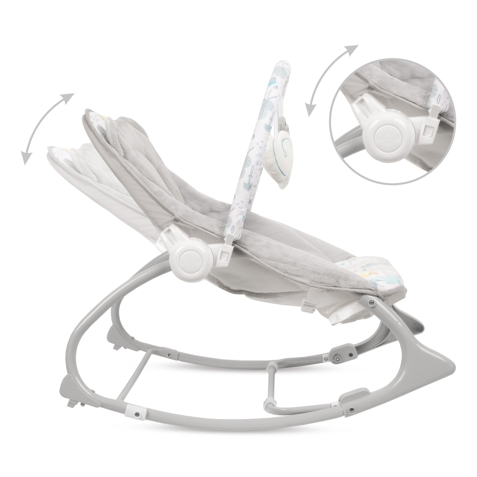 PINO rocker for newborn baby and infant. Pleasant and handy - these are the features of pino rocking chair. It will relax, provide entertainment and lull your child to sleep. Comfortable, modern and, above all, multifunctional. The product is intended for children from the first days of life. The stable frame structure allows for safe use of the rocker? until the child weighs 9 kg.