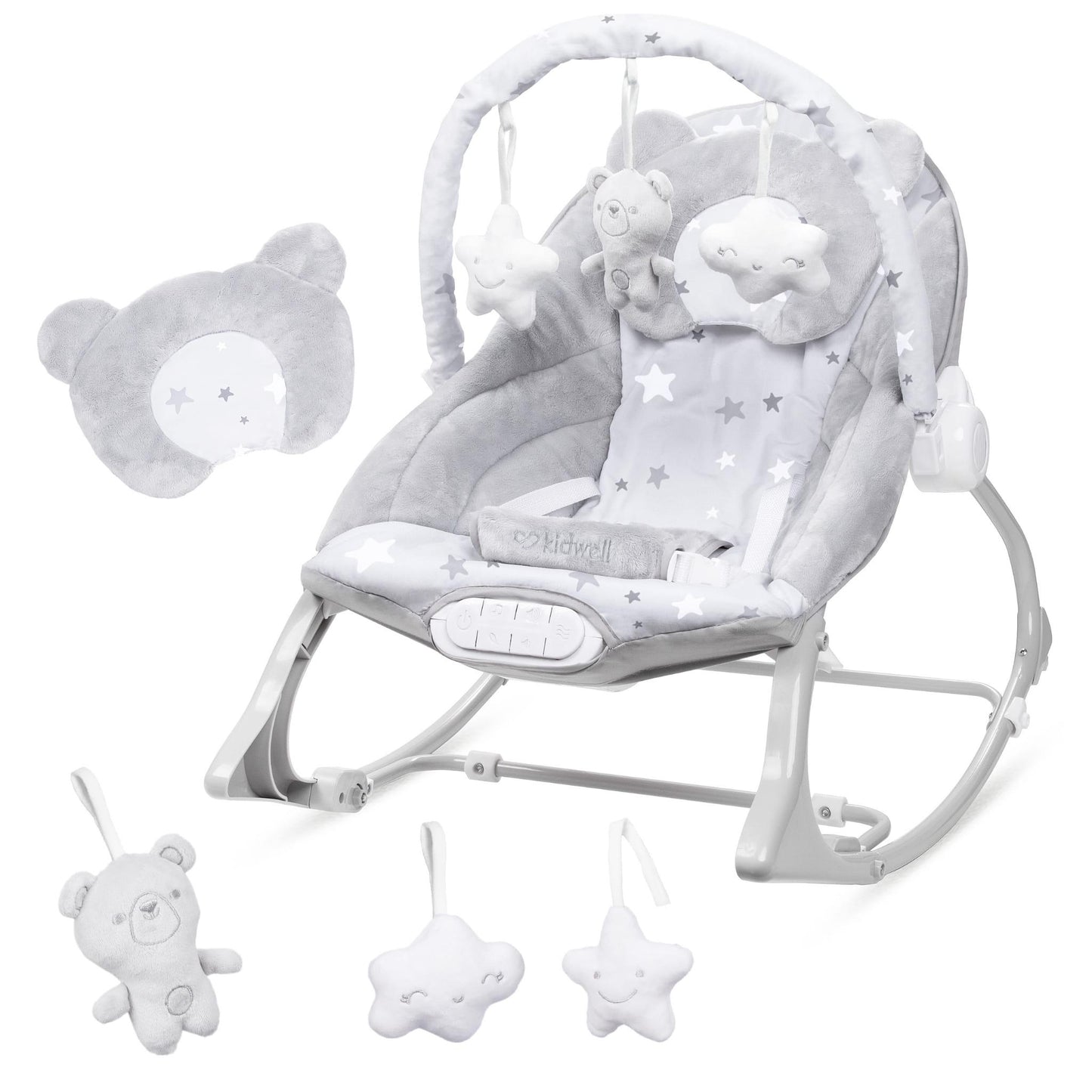 PINO rocker for newborn baby and infant. Pleasant and handy - these are the features of pino rocking chair. It will relax, provide entertainment and lull your child to sleep. Comfortable, modern and, above all, multifunctional. The product is intended for children from the first days of life. The stable frame structure allows for safe use of the rocker? until the child weighs 9 kg.