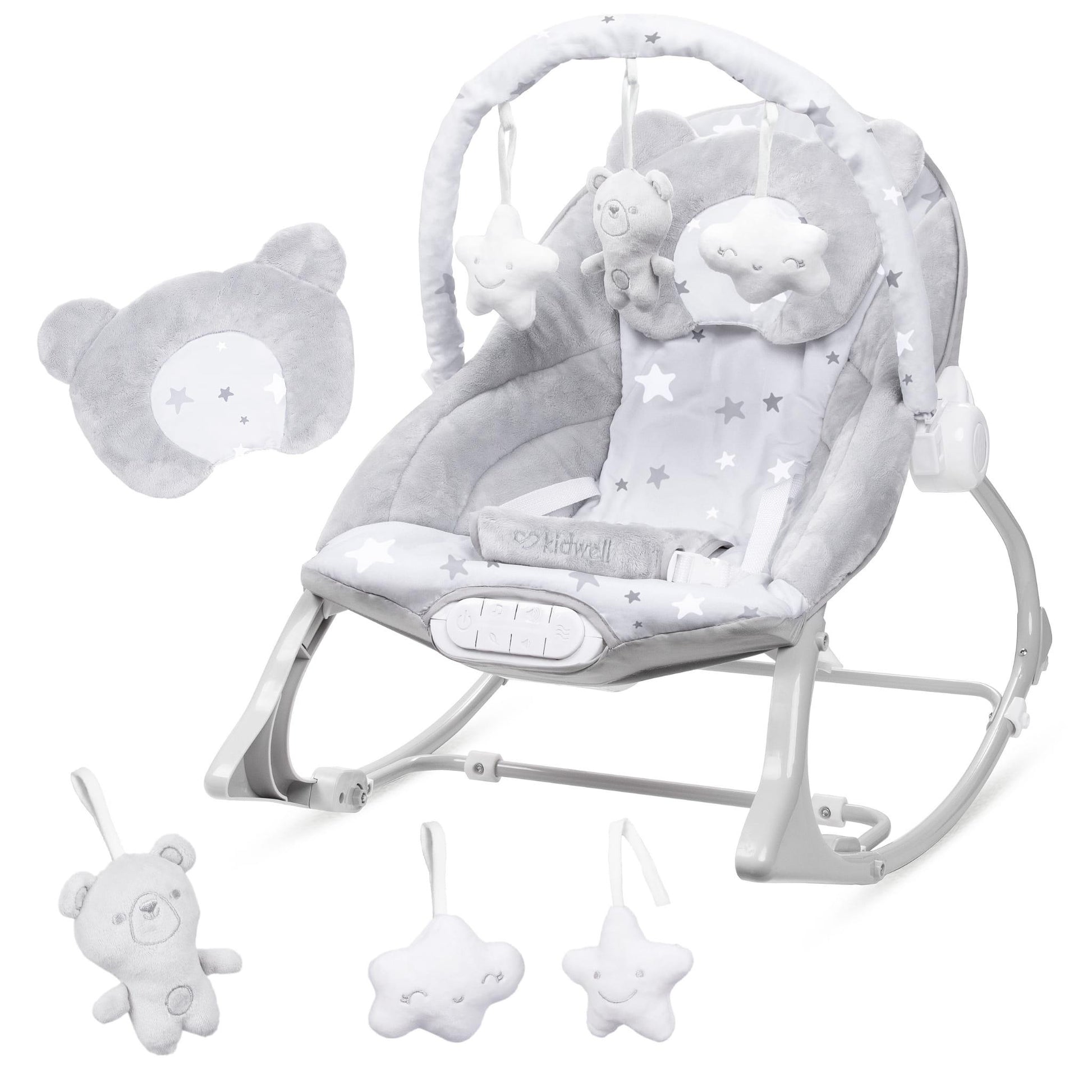 PINO rocker for newborn baby and infant. Pleasant and handy - these are the features of pino rocking chair. It will relax, provide entertainment and lull your child to sleep. Comfortable, modern and, above all, multifunctional. The product is intended for children from the first days of life. The stable frame structure allows for safe use of the rocker? until the child weighs 9 kg.