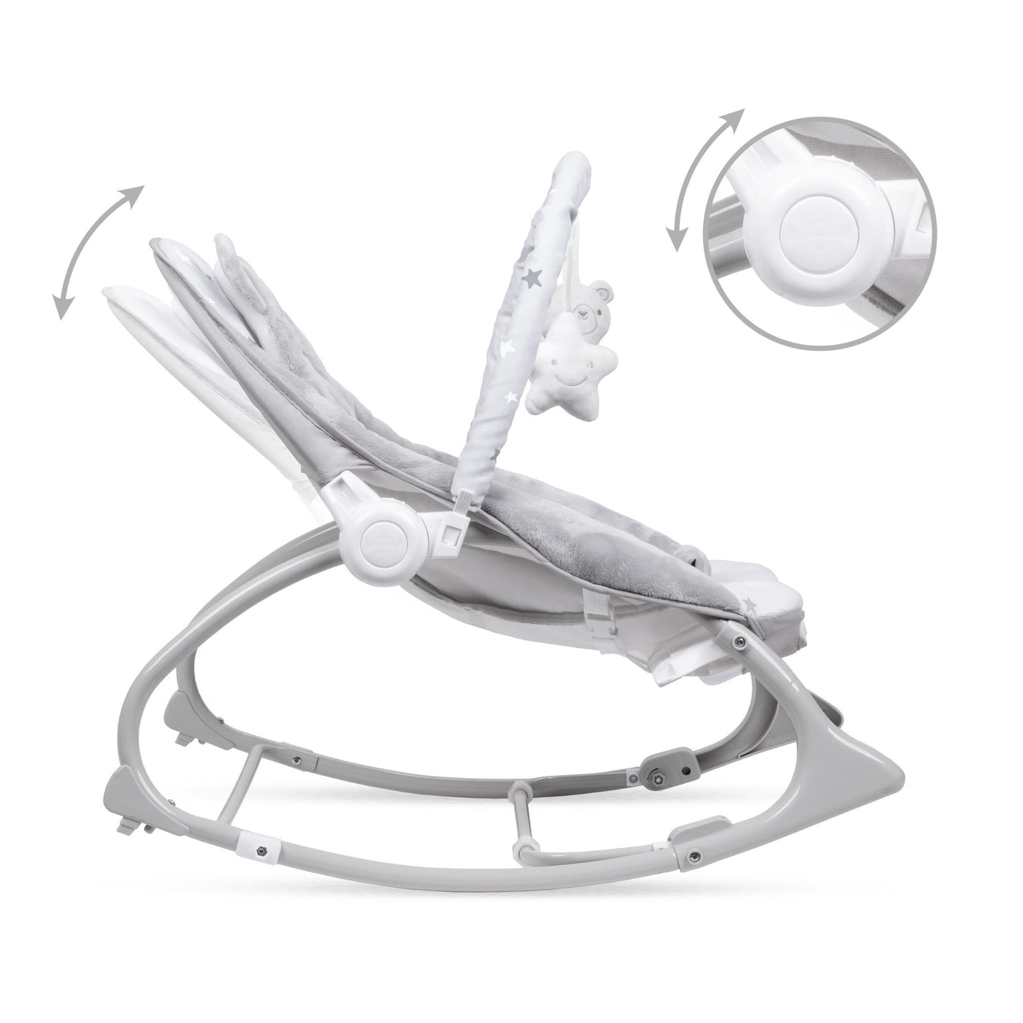 PINO rocker for newborn baby and infant. Pleasant and handy - these are the features of pino rocking chair. It will relax, provide entertainment and lull your child to sleep. Comfortable, modern and, above all, multifunctional. The product is intended for children from the first days of life. The stable frame structure allows for safe use of the rocker? until the child weighs 9 kg.