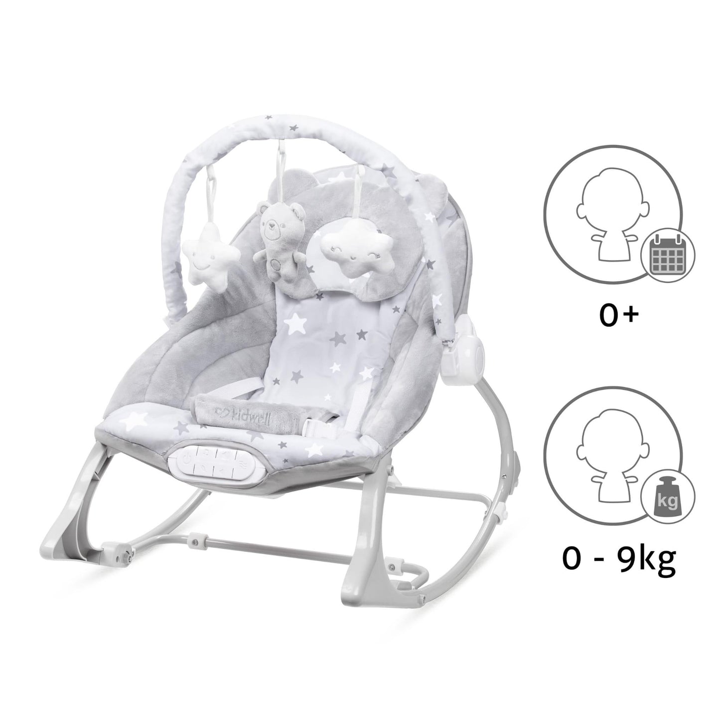 PINO rocker for newborn baby and infant. Pleasant and handy - these are the features of pino rocking chair. It will relax, provide entertainment and lull your child to sleep. Comfortable, modern and, above all, multifunctional. The product is intended for children from the first days of life. The stable frame structure allows for safe use of the rocker? until the child weighs 9 kg.