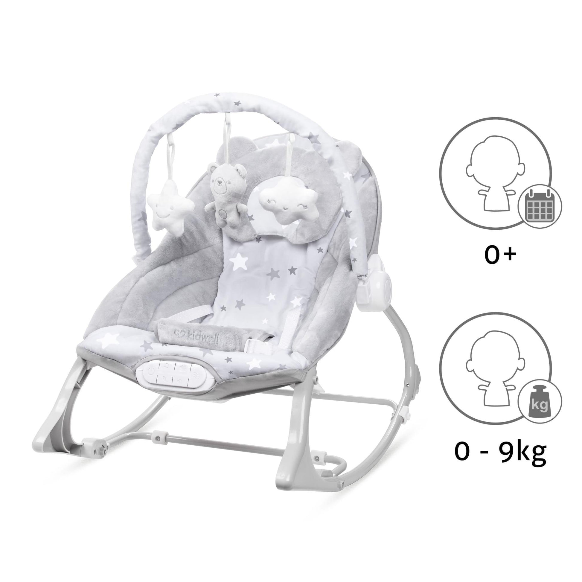 PINO rocker for newborn baby and infant. Pleasant and handy - these are the features of pino rocking chair. It will relax, provide entertainment and lull your child to sleep. Comfortable, modern and, above all, multifunctional. The product is intended for children from the first days of life. The stable frame structure allows for safe use of the rocker? until the child weighs 9 kg.