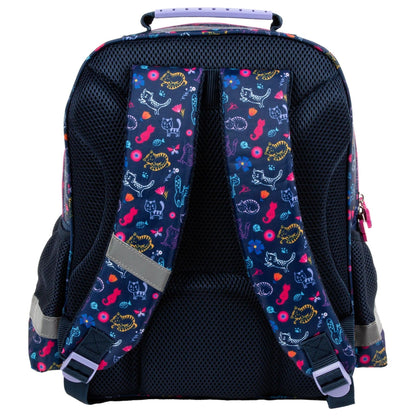 Comfort and functionality combined. This backpack is thoughtfully designed with multiple compartments for all your school essentials. Enjoy comfortable carrying with padded straps and an ergonomic back. And don't worry about safety - reflective tapes are included, along with a reinforced handle and bottom for durability.