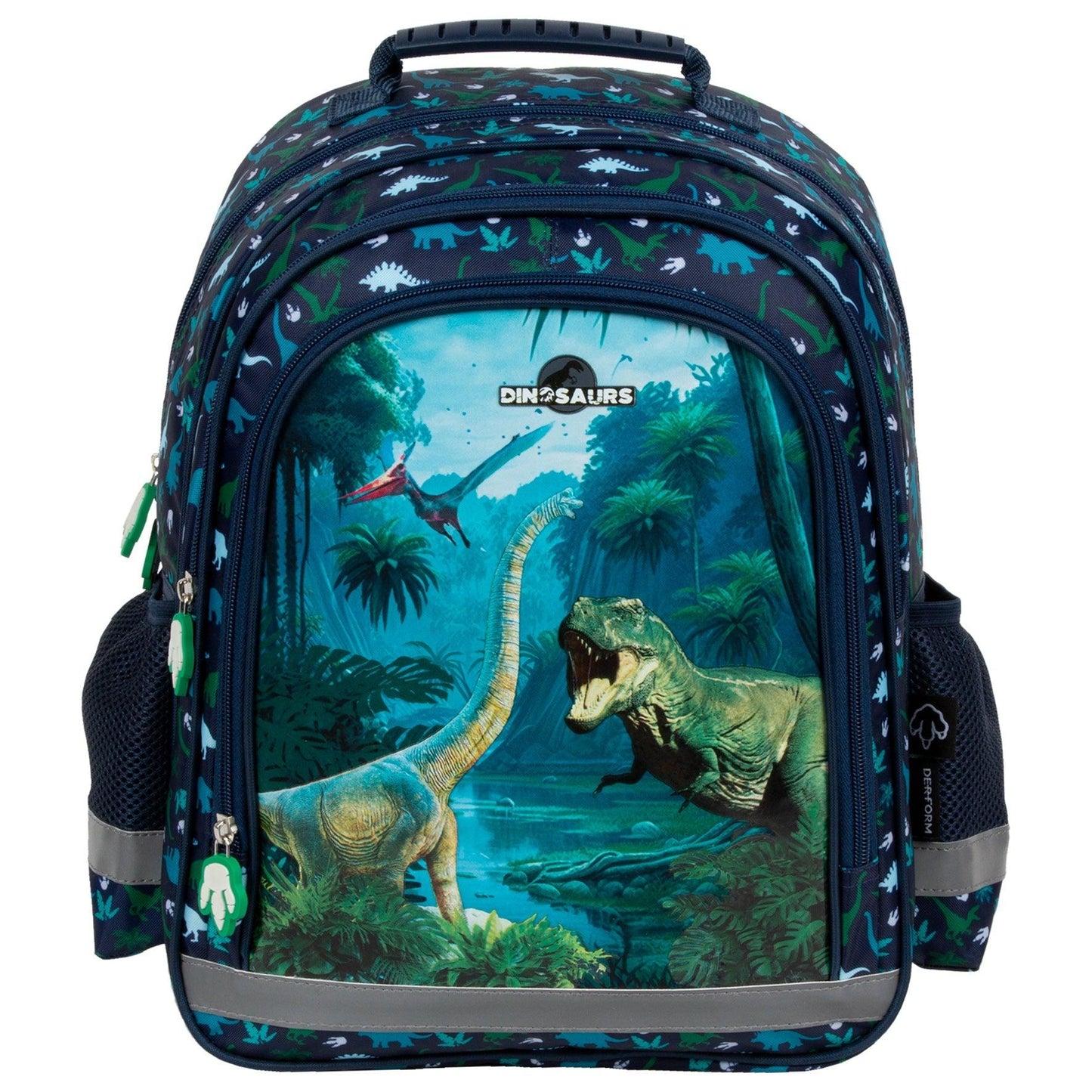 Comfort and functionality combined. This backpack is thoughtfully designed with multiple compartments for all your school essentials. Enjoy comfortable carrying with padded straps and an ergonomic back. And don't worry about safety - reflective tapes are included, along with a reinforced handle and bottom for durability.