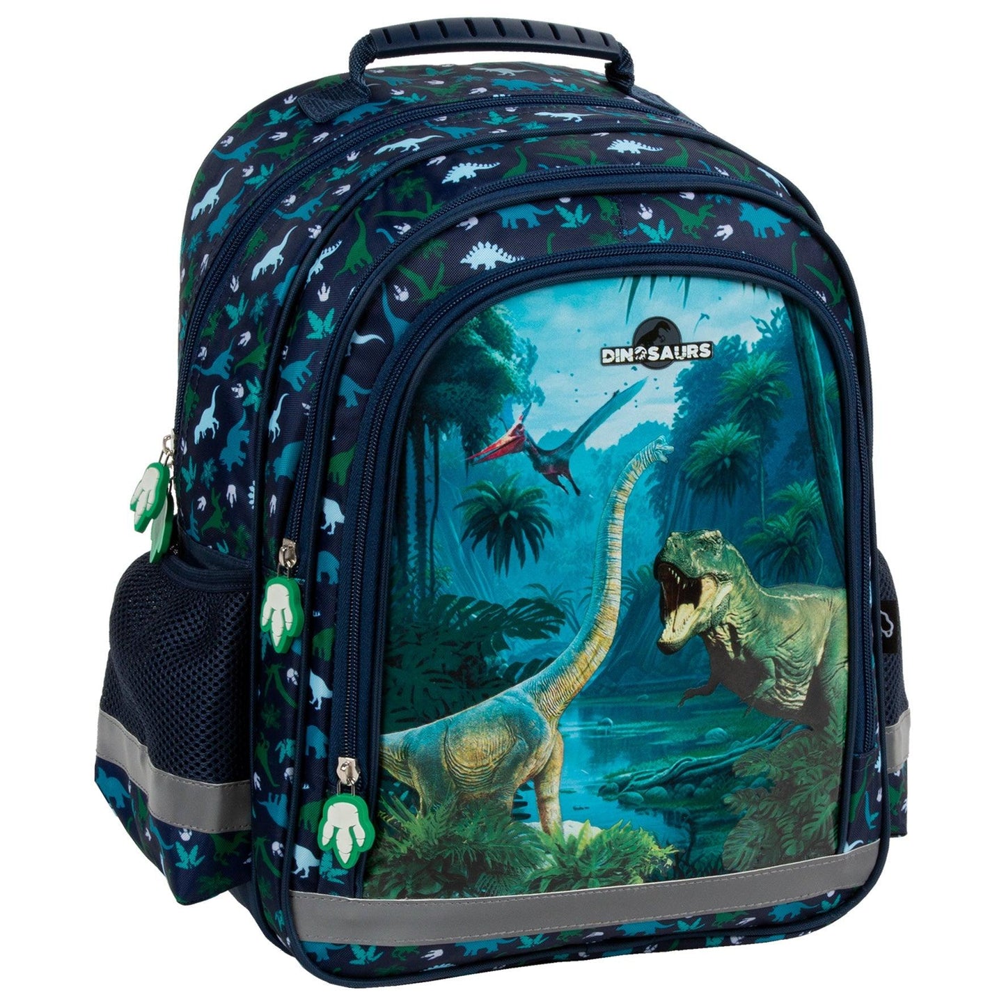 Comfort and functionality combined. This backpack is thoughtfully designed with multiple compartments for all your school essentials. Enjoy comfortable carrying with padded straps and an ergonomic back. And don't worry about safety - reflective tapes are included, along with a reinforced handle and bottom for durability.