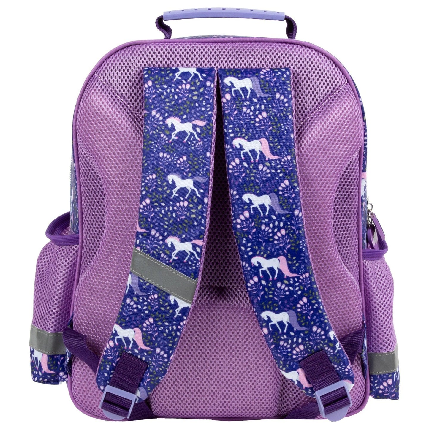 Comfort and functionality combined. This backpack is thoughtfully designed with multiple compartments for all your school essentials. Enjoy comfortable carrying with padded straps and an ergonomic back. And don't worry about safety - reflective tapes are included, along with a reinforced handle and bottom for durability.