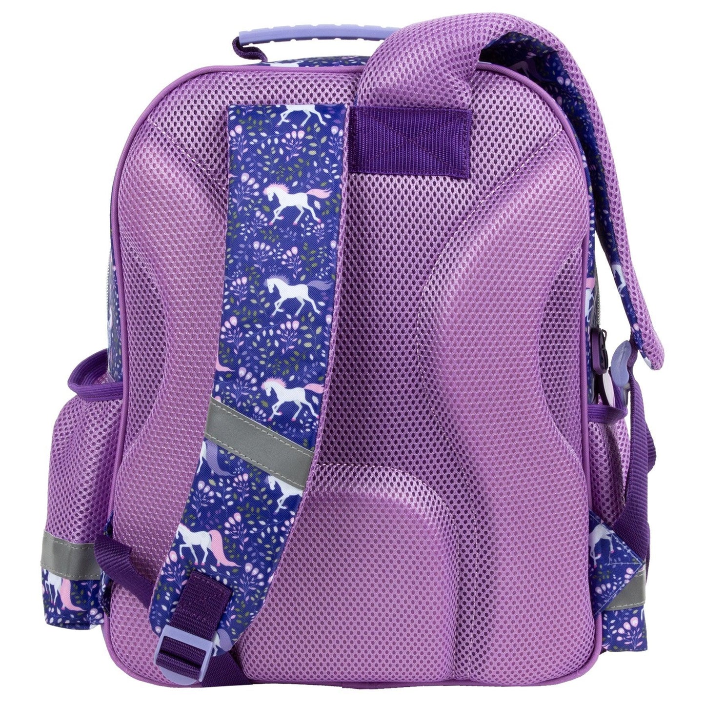 Comfort and functionality combined. This backpack is thoughtfully designed with multiple compartments for all your school essentials. Enjoy comfortable carrying with padded straps and an ergonomic back. And don't worry about safety - reflective tapes are included, along with a reinforced handle and bottom for durability.