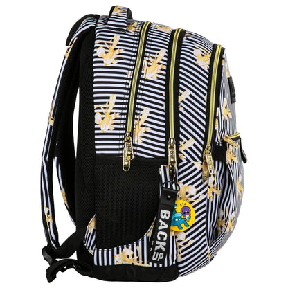 The Backpack BackUP model N 16 is inspired by the latest collections of Italian designers, giving it an elegant and dignified look. Its unique design featuring goldfish brings a touch of originality and good luck. The pattern, known as "golden fish", is sure to make a statement. Plus, it comes with a free key ring!