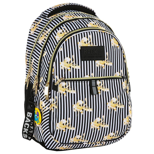 The Backpack BackUP model N 16 is inspired by the latest collections of Italian designers, giving it an elegant and dignified look. Its unique design featuring goldfish brings a touch of originality and good luck. The pattern, known as "golden fish", is sure to make a statement. Plus, it comes with a free key ring!