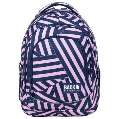 Stylish and unique backpack backup 3 model X 11 is sure to make you stand out. The wide, intersecting stripes in a surprising navy blue and pink color combination adds a touch of fun to your everyday look. Stay organized and on trend with this must-have backpack.