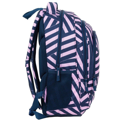 Stylish and unique backpack backup 3 model X 11 is sure to make you stand out. The wide, intersecting stripes in a surprising navy blue and pink color combination adds a touch of fun to your everyday look. Stay organized and on trend with this must-have backpack.