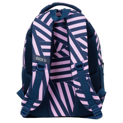 Stylish and unique backpack backup 3 model X 11 is sure to make you stand out. The wide, intersecting stripes in a surprising navy blue and pink color combination adds a touch of fun to your everyday look. Stay organized and on trend with this must-have backpack.