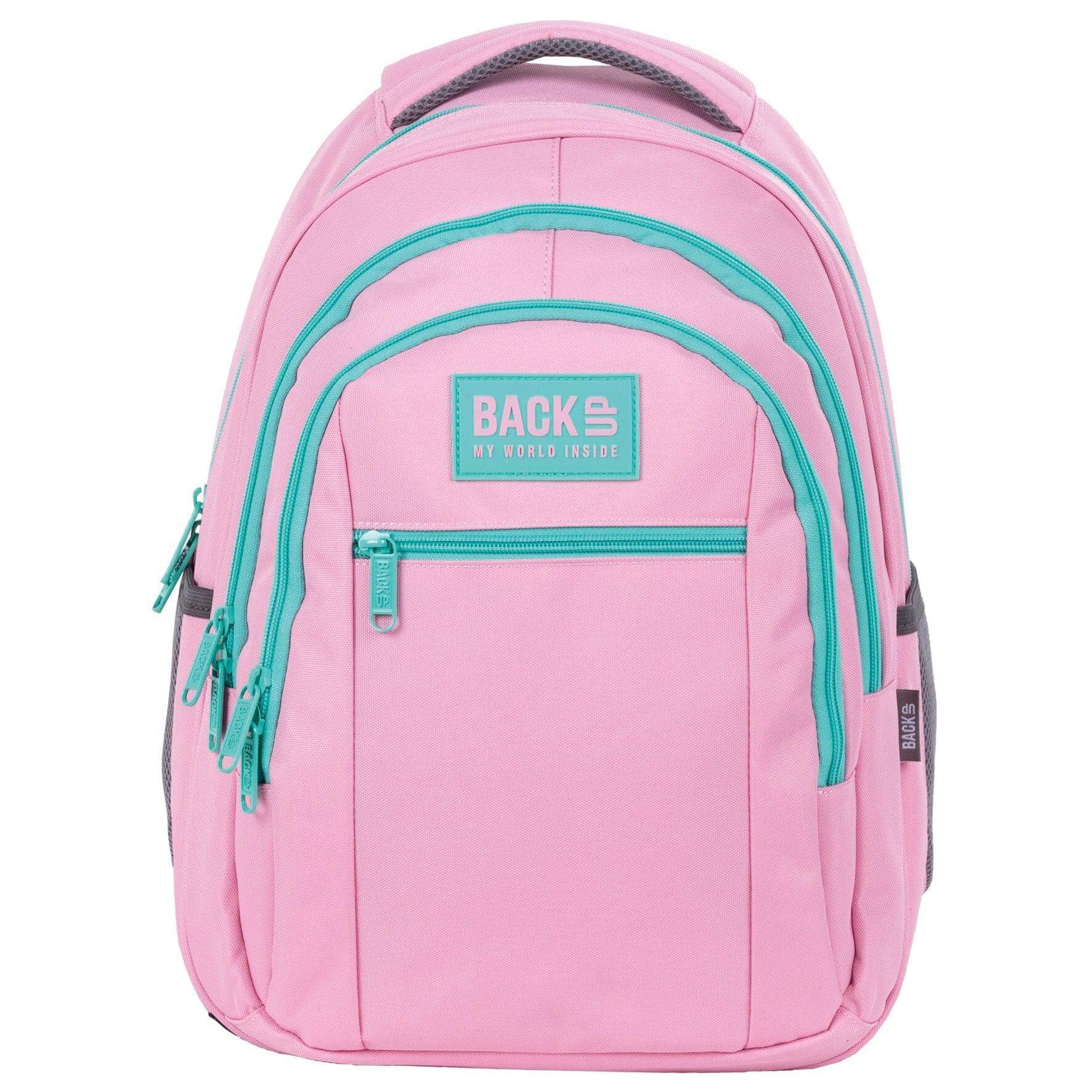 A durable and stylish backpack designed for the fashion-forward student. Featuring an eye-catching pink with a unique turquoise zipper, this backpack will surely turn heads. Perfect for girls who want to make a statement and stay organized with their school supplies.