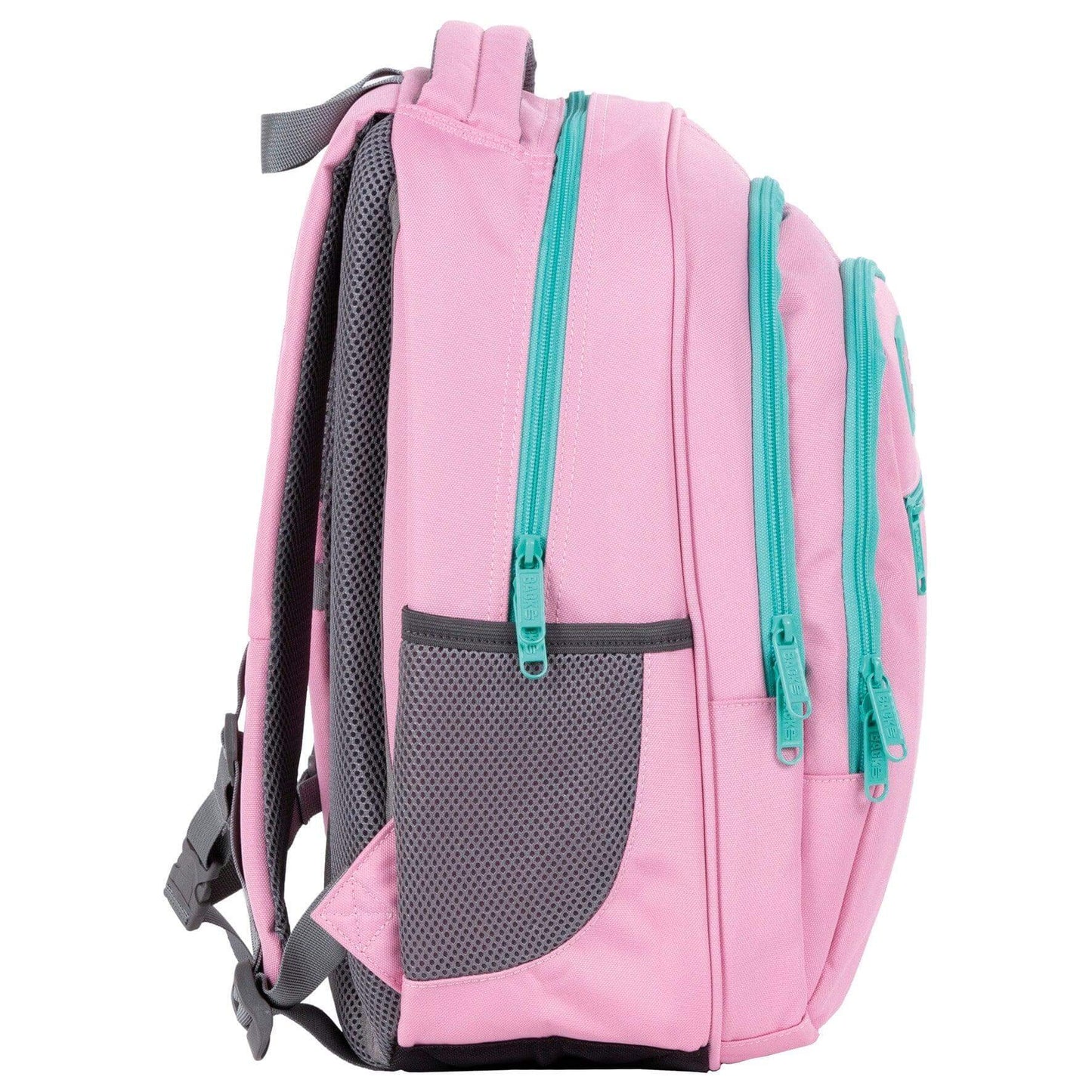 A durable and stylish backpack designed for the fashion-forward student. Featuring an eye-catching pink with a unique turquoise zipper, this backpack will surely turn heads. Perfect for girls who want to make a statement and stay organized with their school supplies.