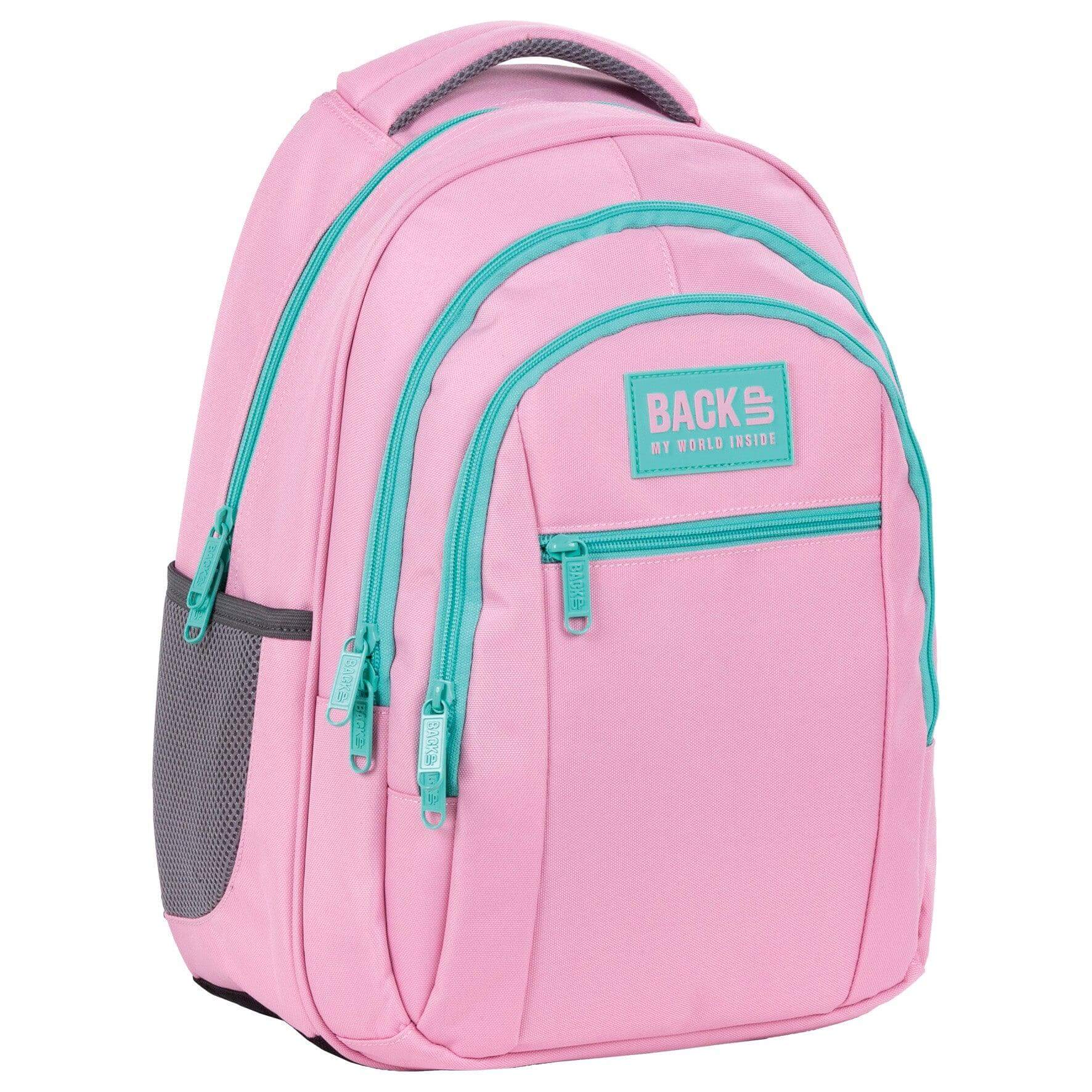 A durable and stylish backpack designed for the fashion-forward student. Featuring an eye-catching pink with a unique turquoise zipper, this backpack will surely turn heads. Perfect for girls who want to make a statement and stay organized with their school supplies.