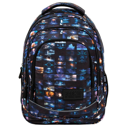 Mysterious places, strong elements, supernatural phenomena, unusual creatures. Fantastic icons make up the mystical and magical BackUP backpack. A composition created by a combination of graphic tiles depicting places from dreams makes this school backpack full of mysteries draw you into the infinite depths of imagination.