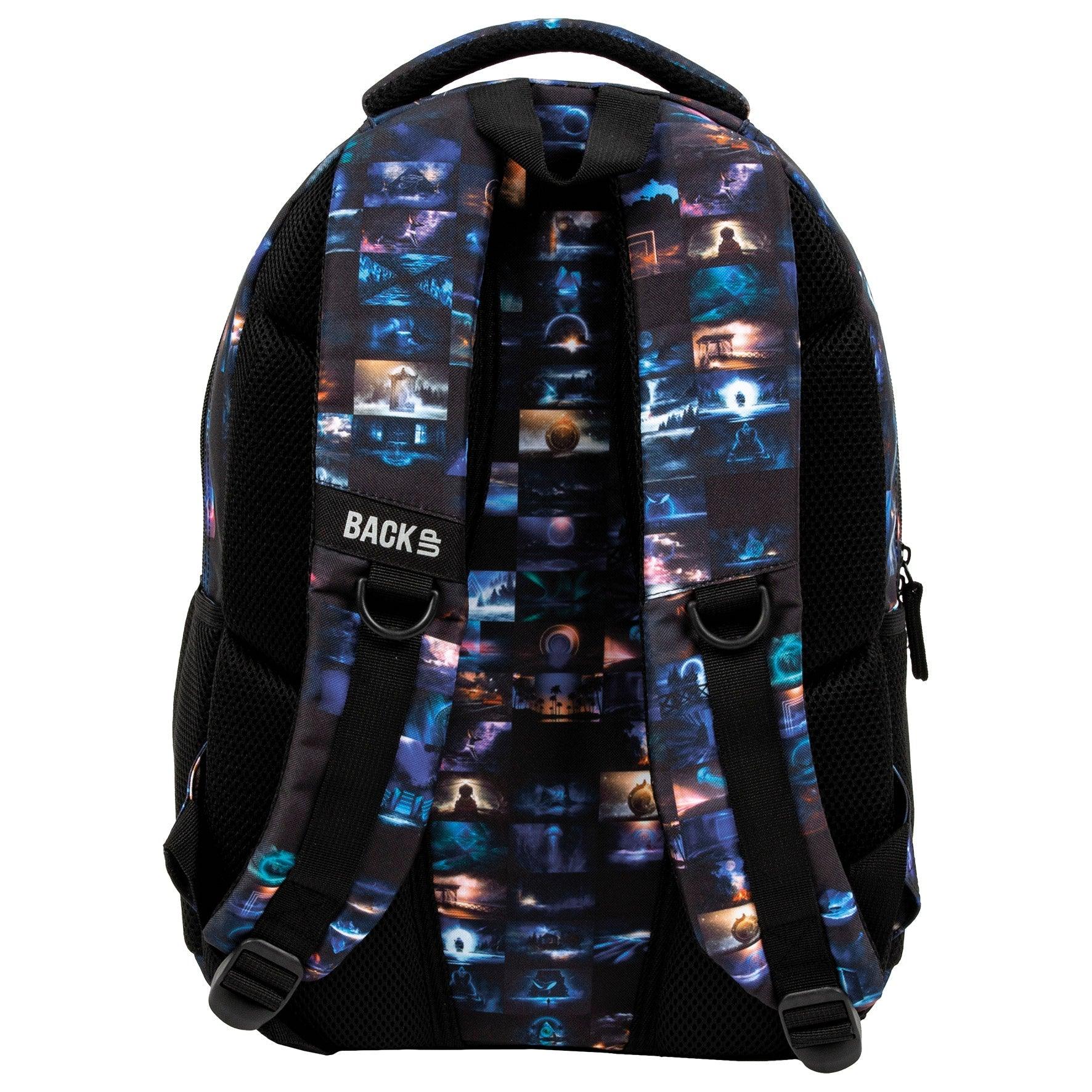 Mysterious places, strong elements, supernatural phenomena, unusual creatures. Fantastic icons make up the mystical and magical BackUP backpack. A composition created by a combination of graphic tiles depicting places from dreams makes this school backpack full of mysteries draw you into the infinite depths of imagination.