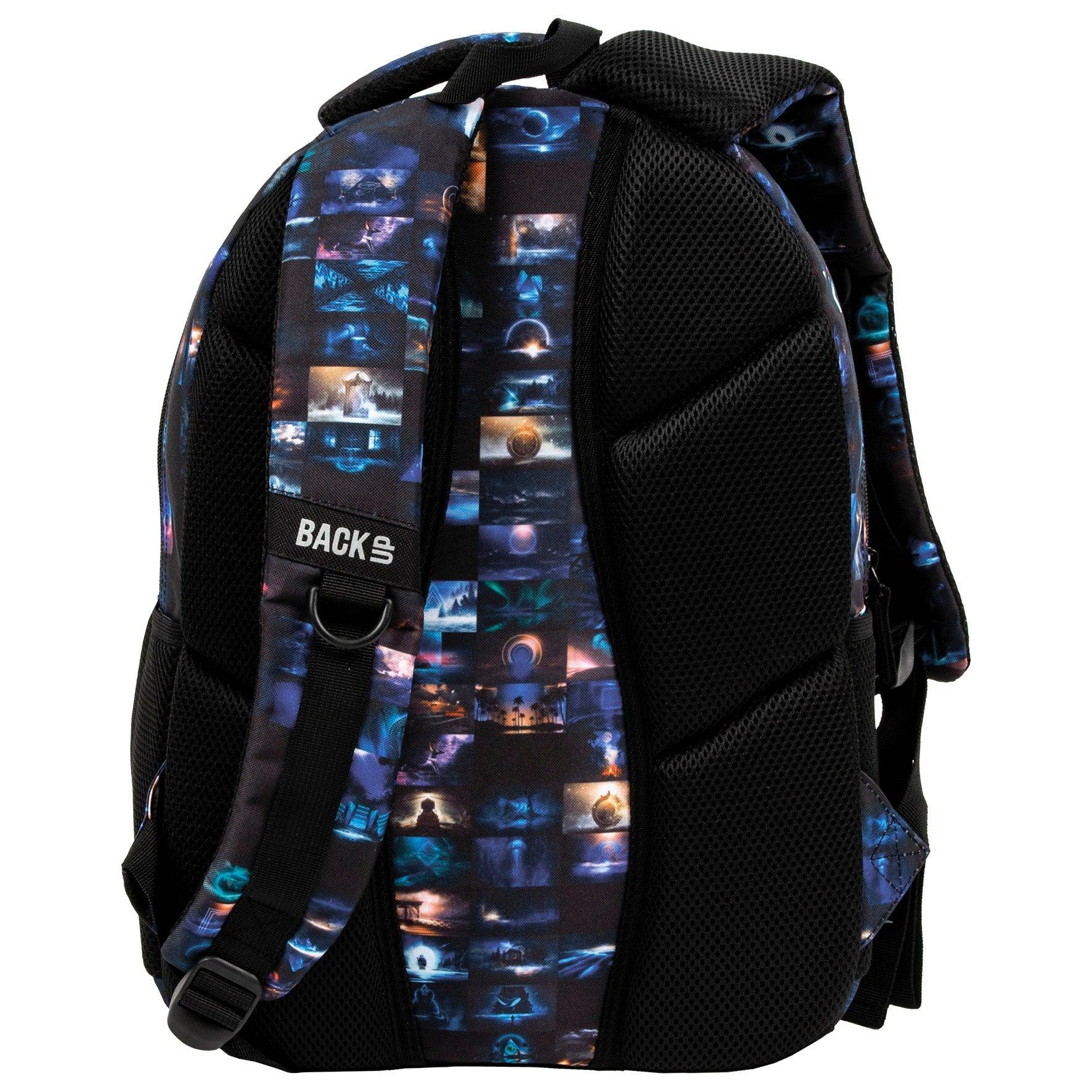 Mysterious places, strong elements, supernatural phenomena, unusual creatures. Fantastic icons make up the mystical and magical BackUP backpack. A composition created by a combination of graphic tiles depicting places from dreams makes this school backpack full of mysteries draw you into the infinite depths of imagination.