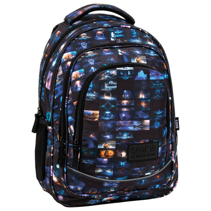 Mysterious places, strong elements, supernatural phenomena, unusual creatures. Fantastic icons make up the mystical and magical BackUP backpack. A composition created by a combination of graphic tiles depicting places from dreams makes this school backpack full of mysteries draw you into the infinite depths of imagination.