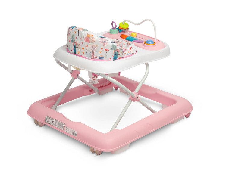 Nel is an affordable and stylish toddler walker by Toyz. It is distinguished by elegant colors and comfortable use. The special design allows you to adjust the position of the seat to the height of the toddler - so that the feet freely touch the ground. It is equipped with a battery-powered sound panel and manual toys for fun.