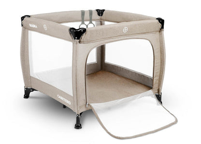 Light weight, practical and easy to operate square playpen. Quadra is perfect as a place for the baby to rest and play both at home and while travelling. Equipped with a soft mattress with a colourful design and stand-up learning handles. Matching carrier bag for easy transportation included.