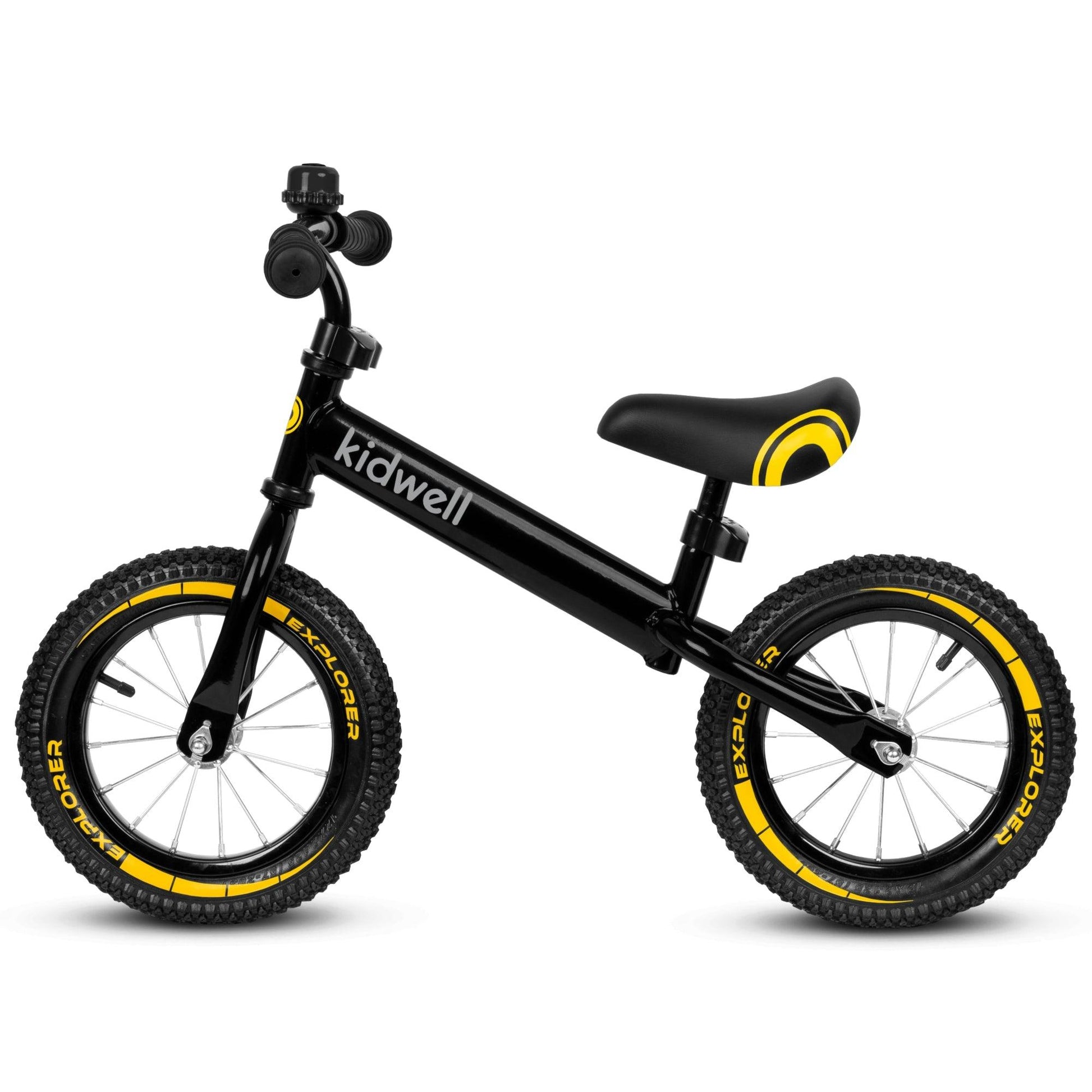 Cruzer balance bike for toddler kids age 3, 4 and 5 year old boys & girls. A lightweight children bicycle only 3.50 kg, less burden for the child when learning cycling. Inflatable 12 inch wheels, steel frame, non-slip & soft rubber handles. The balance bike has a fully swiveling handlebar with height adjustment. Riding a balance bike develops the ability to maintain balance and exercises motor coordination. It is an excellent preparation for children to ride a traditional bike.