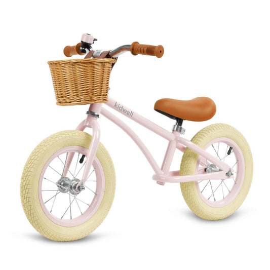 Classy vintage children balance bike for toddler kids age 3, 4 and 5 year old girls. Adjustable handlebar & saddle, this bicycle will grow with child. Inflatable 12 inch wheels. The bell will allow to warn others & stay safe while cycling. A hand-woven wicker basket. The durable construction made of steel. Ensure endless hours of safe & exciting play. The Classy bike is an ideal proposition for every parent & their child who focus on attention to detail & comfort of use.