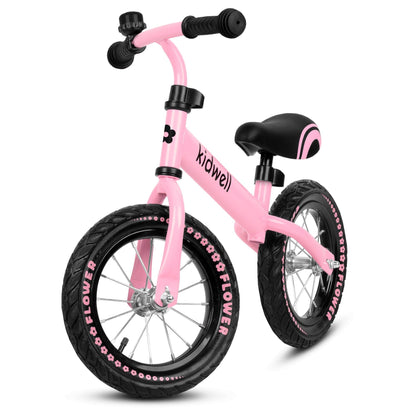 Cruzer balance bike for toddler kids age 3, 4 and 5 year old boys & girls. A lightweight children bicycle only 3.50 kg, less burden for the child when learning cycling. Inflatable 12 inch wheels, steel frame, non-slip & soft rubber handles. The balance bike has a fully swiveling handlebar with height adjustment. Riding a balance bike develops the ability to maintain balance and exercises motor coordination. It is an excellent preparation for children to ride a traditional bike.