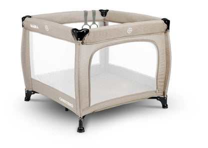 Light weight, practical and easy to operate square playpen. Quadra is perfect as a place for the baby to rest and play both at home and while travelling. Equipped with a soft mattress with a colourful design and stand-up learning handles. Matching carrier bag for easy transportation included.