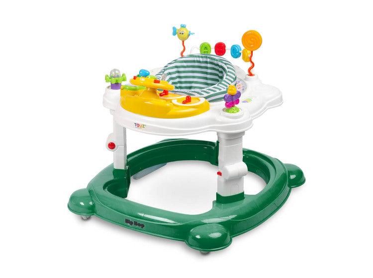 Avoided any compromise while creating the HipHop walker. It aids during the walk-learning stage, develops curiosity and provides fun again and again (thanks to the 360° rotating seat). HipHop combines 3 functions: walker, jumper and rocker. One toy and three kinds of fun. Comfortable adjustment of the seat height, solid metal frame and high quality materials will endure many years of great fun.