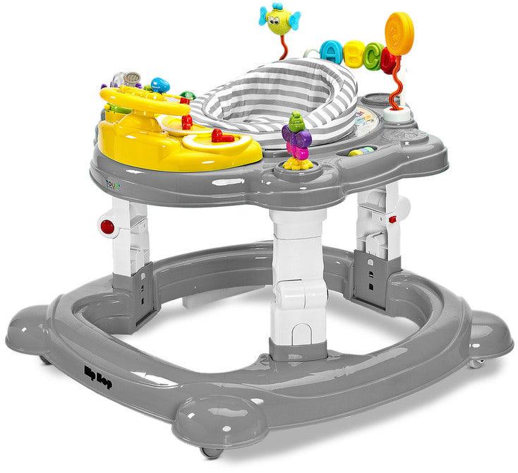 Avoided any compromise while creating the HipHop walker. It aids during the walk-learning stage, develops curiosity and provides fun again and again (thanks to the 360° rotating seat). HipHop combines 3 functions: walker, jumper and rocker. One toy and three kinds of fun. Comfortable adjustment of the seat height, solid metal frame and high quality materials will endure many years of great fun.