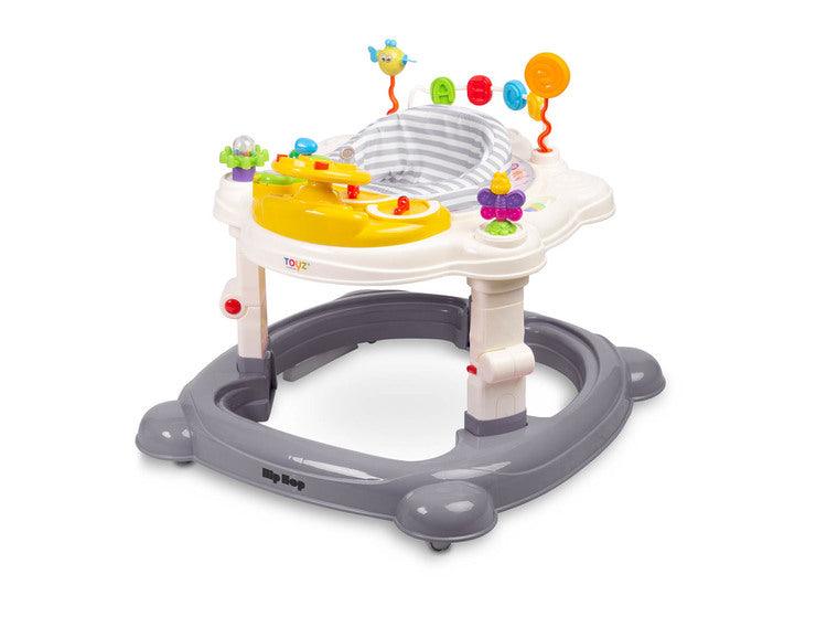 Avoided any compromise while creating the HipHop walker. It aids during the walk-learning stage, develops curiosity and provides fun again and again (thanks to the 360° rotating seat). HipHop combines 3 functions: walker, jumper and rocker. One toy and three kinds of fun. Comfortable adjustment of the seat height, solid metal frame and high quality materials will endure many years of great fun.