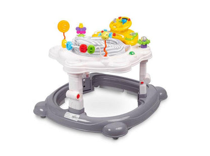 Avoided any compromise while creating the HipHop walker. It aids during the walk-learning stage, develops curiosity and provides fun again and again (thanks to the 360° rotating seat). HipHop combines 3 functions: walker, jumper and rocker. One toy and three kinds of fun. Comfortable adjustment of the seat height, solid metal frame and high quality materials will endure many years of great fun.