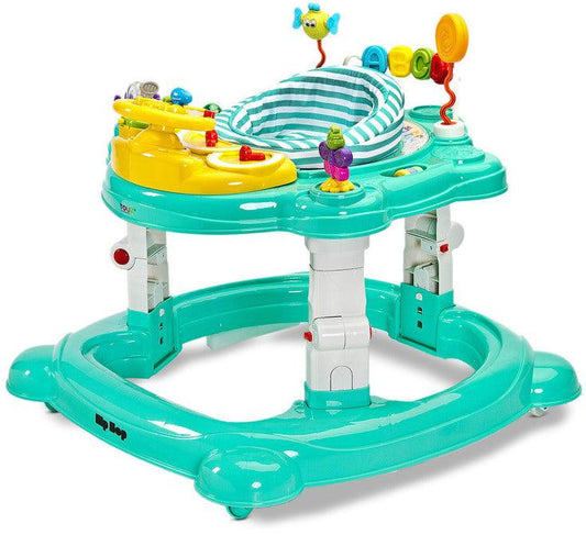 Avoided any compromise while creating the HipHop walker. It aids during the walk-learning stage, develops curiosity and provides fun again and again (thanks to the 360° rotating seat). HipHop combines 3 functions: walker, jumper and rocker. One toy and three kinds of fun. Comfortable adjustment of the seat height, solid metal frame and high quality materials will endure many years of great fun.