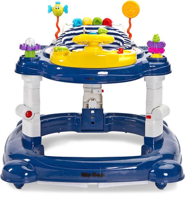 Avoided any compromise while creating the HipHop walker. It aids during the walk-learning stage, develops curiosity and provides fun again and again (thanks to the 360° rotating seat). HipHop combines 3 functions: walker, jumper and rocker. One toy and three kinds of fun. Comfortable adjustment of the seat height, solid metal frame and high quality materials will endure many years of great fun.