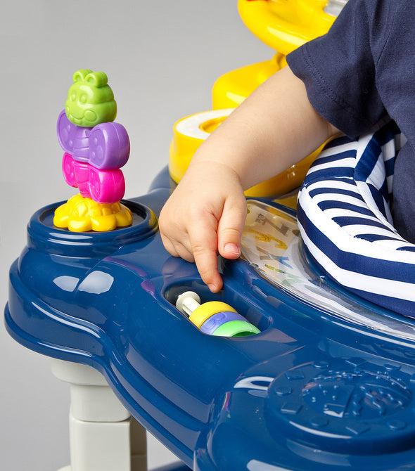 Avoided any compromise while creating the HipHop walker. It aids during the walk-learning stage, develops curiosity and provides fun again and again (thanks to the 360° rotating seat). HipHop combines 3 functions: walker, jumper and rocker. One toy and three kinds of fun. Comfortable adjustment of the seat height, solid metal frame and high quality materials will endure many years of great fun.