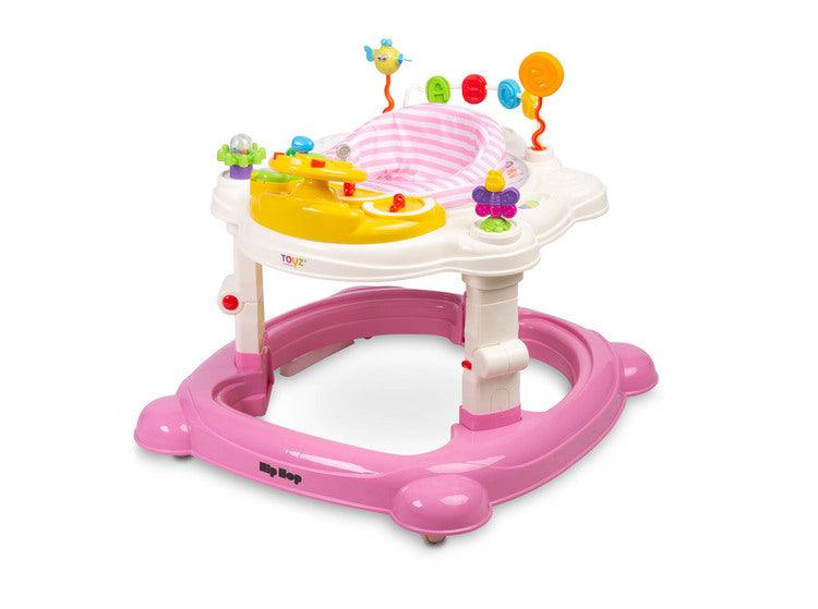 Avoided any compromise while creating the HipHop walker. It aids during the walk-learning stage, develops curiosity and provides fun again and again (thanks to the 360° rotating seat). HipHop combines 3 functions: walker, jumper and rocker. One toy and three kinds of fun. Comfortable adjustment of the seat height, solid metal frame and high quality materials will endure many years of great fun.
