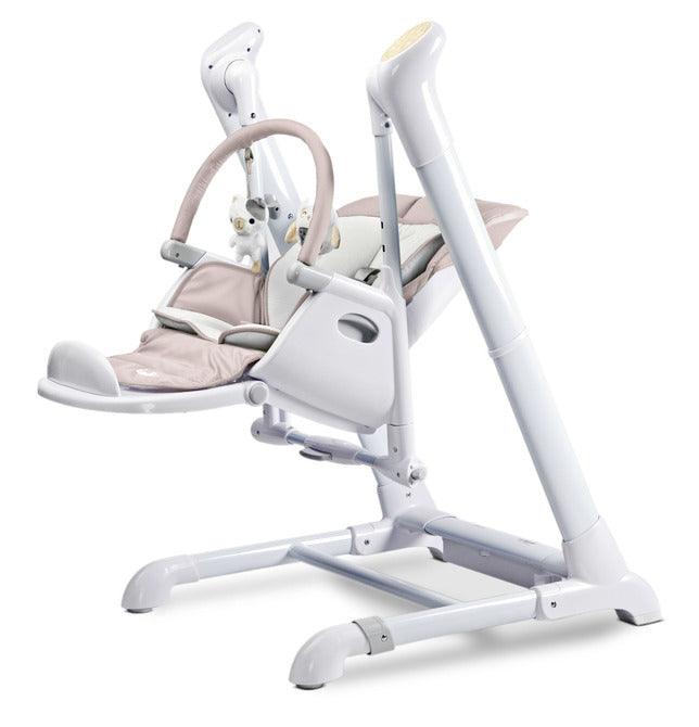 INDIGO is 2-in-1 baby & infant feeding high chair & electric swing. The swing is for newborn baby, weighing up to 9 kg. High chair is for feeding children aged 6 months to 3-4 years, maximum weight 15 kg.