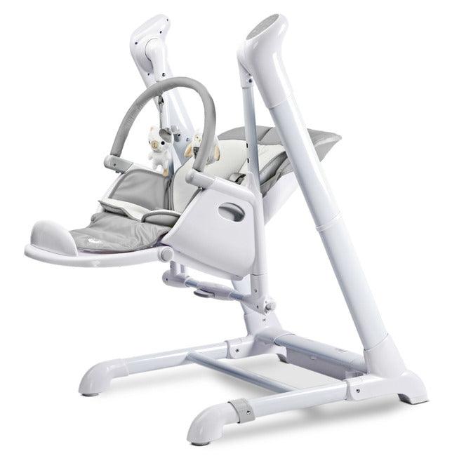 INDIGO is 2-in-1 baby & infant feeding high chair & electric swing. The swing is for newborn baby, weighing up to 9 kg. High chair is for feeding children aged 6 months to 3-4 years, maximum weight 15 kg.