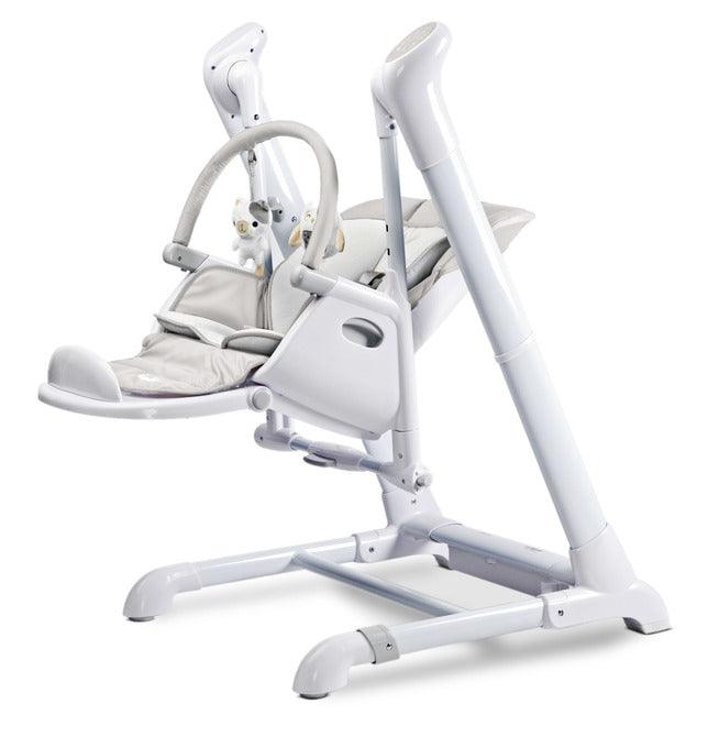 INDIGO is 2-in-1 baby & infant feeding high chair & electric swing. The swing is for newborn baby, weighing up to 9 kg. High chair is for feeding children aged 6 months to 3-4 years, maximum weight 15 kg.