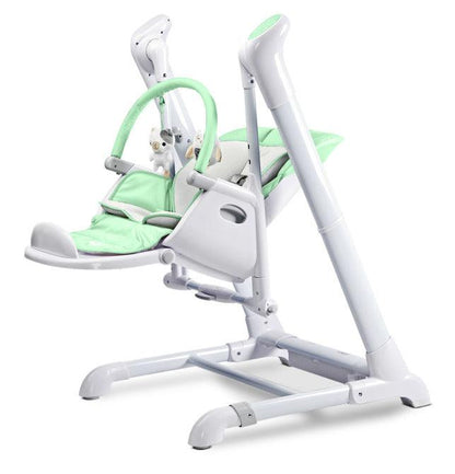 INDIGO is 2-in-1 baby & infant feeding high chair & electric swing. The swing is for newborn baby, weighing up to 9 kg. High chair is for feeding children aged 6 months to 3-4 years, maximum weight 15 kg.