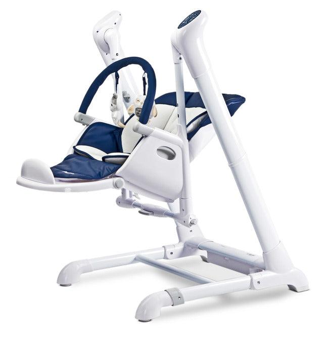 INDIGO is 2-in-1 baby & infant feeding high chair & electric swing. The swing is for newborn baby, weighing up to 9 kg. High chair is for feeding children aged 6 months to 3-4 years, maximum weight 15 kg.