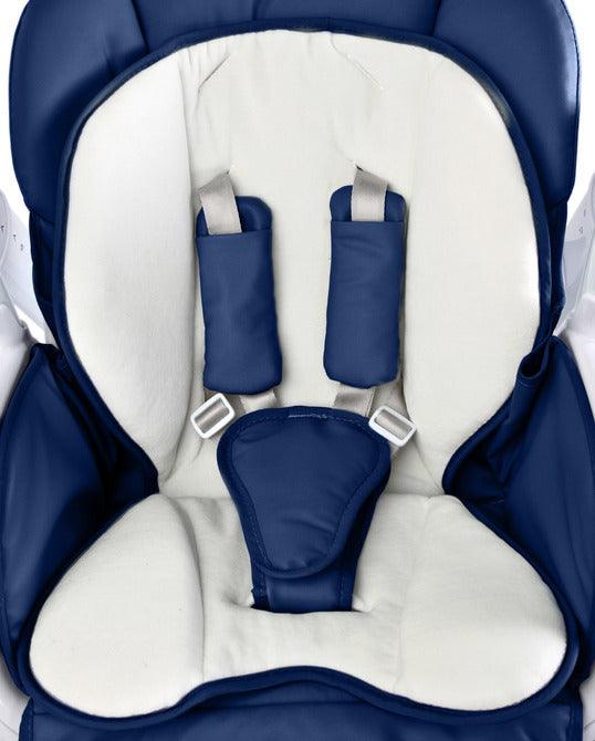 INDIGO is 2-in-1 baby & infant feeding high chair & electric swing. The swing is for newborn baby, weighing up to 9 kg. High chair is for feeding children aged 6 months to 3-4 years, maximum weight 15 kg.