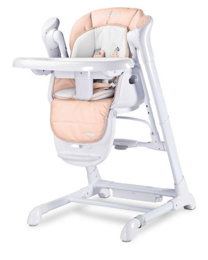 INDIGO is 2-in-1 baby & infant feeding high chair & electric swing. The swing is for newborn baby, weighing up to 9 kg. High chair is for feeding children aged 6 months to 3-4 years, maximum weight 15 kg.