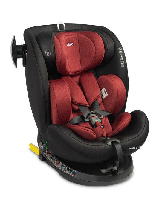 COMMO is a modern car seat with the demanding i-Size approval. The seat is intended for children from the first months of life (from 40 cm) until the moment when the seat is no longer required, i.e. when they reach 150 cm in height. Installation in the car is very easy and quick thanks to ISOFIX hooks and a Top Tether belt with an additional buckle with sound signaling. The seat can be rotated 360 degrees, making it easy to place your child in the seat.