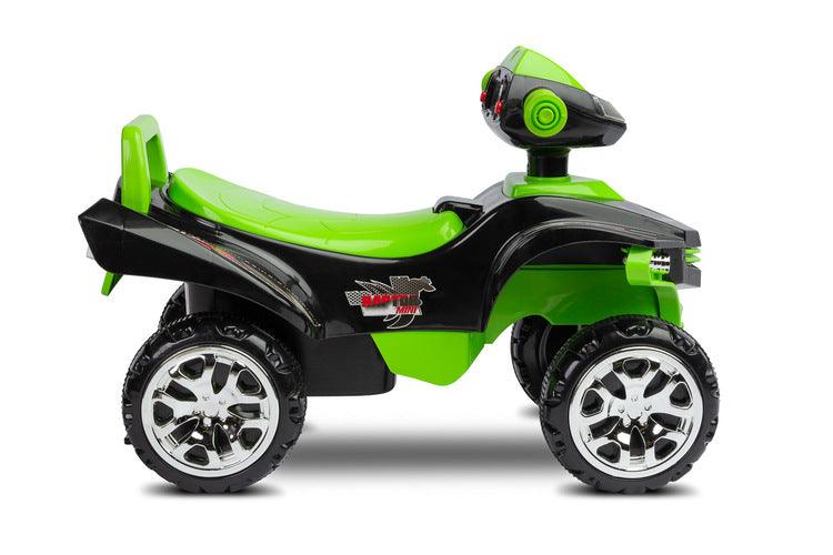 The MiniRaptor ride-on quad will helps in learning to walk and gives a lot of fun while doing it. All that thanks to the lights, buttons, melodies and sounds every little tike loves them.